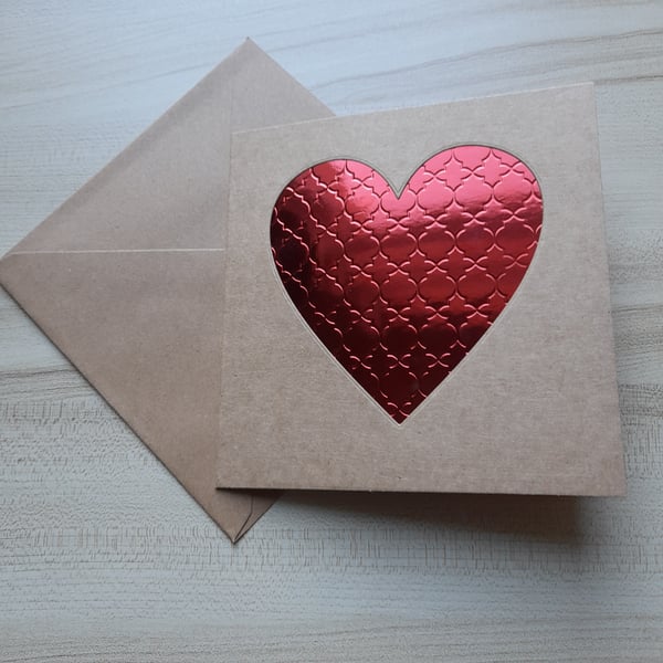 Embossed Foil Heart Kraft Card