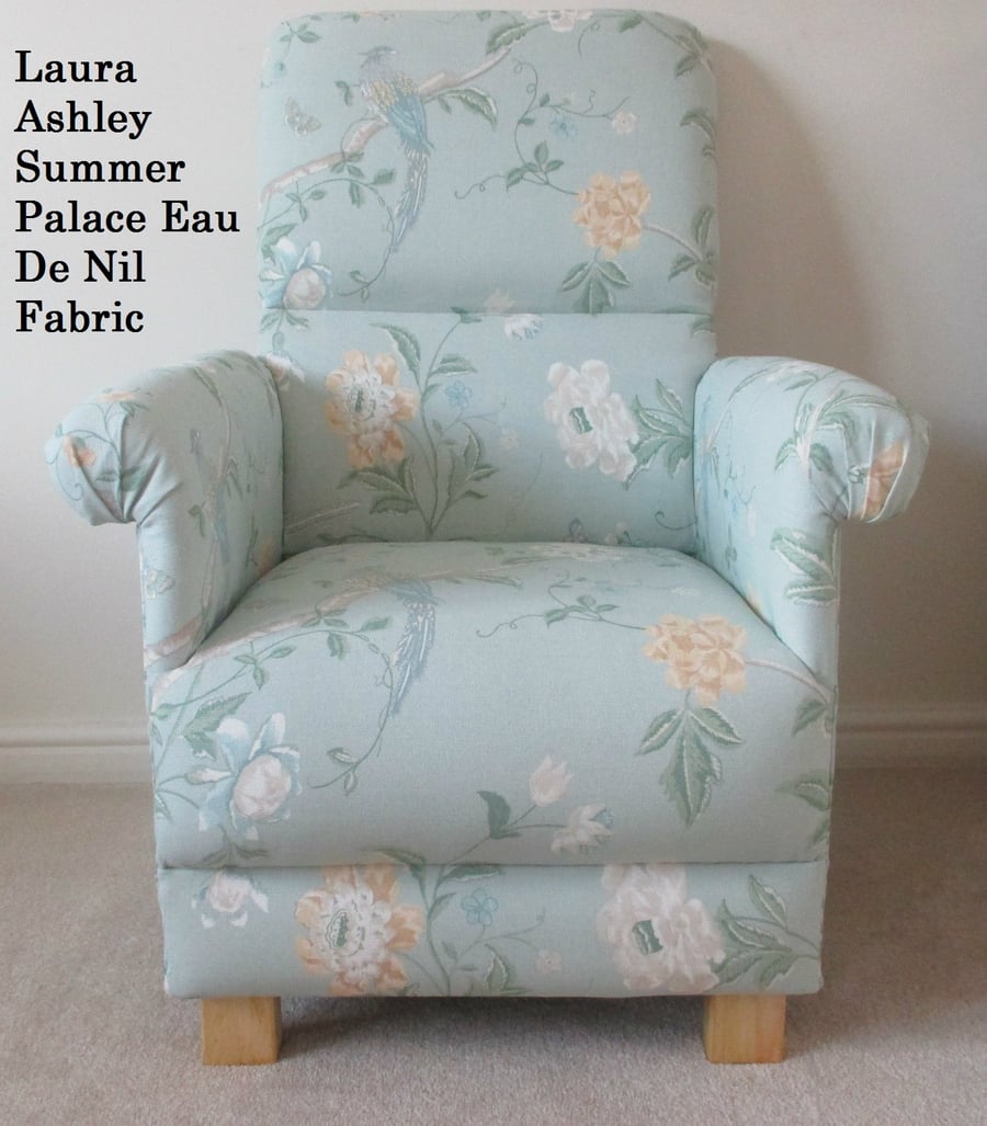 Laura Ashley Summer Palace Fabric Eau De Nil Adult Chair Green Birds Oriental 