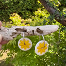 Pair of Glazed Porcelain Yellow Flower Earring Charms