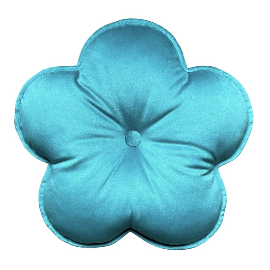 Turquoise Velvet Flower Shaped Cushion Decorative Throw Pillow Nursery Decor