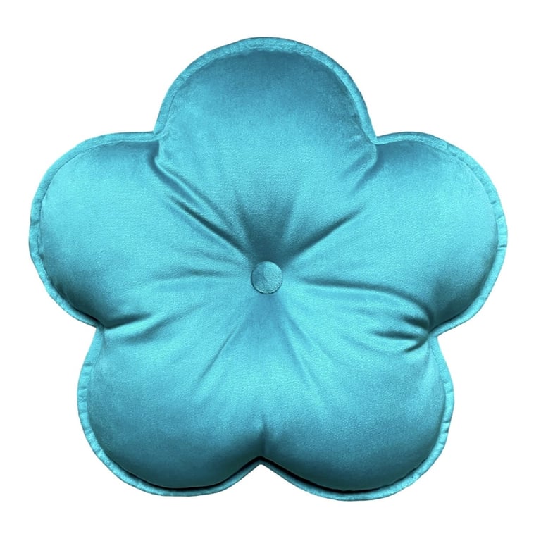 Turquoise Velvet Flower Shaped Cushion Decorative Throw Pillow Nursery Decor