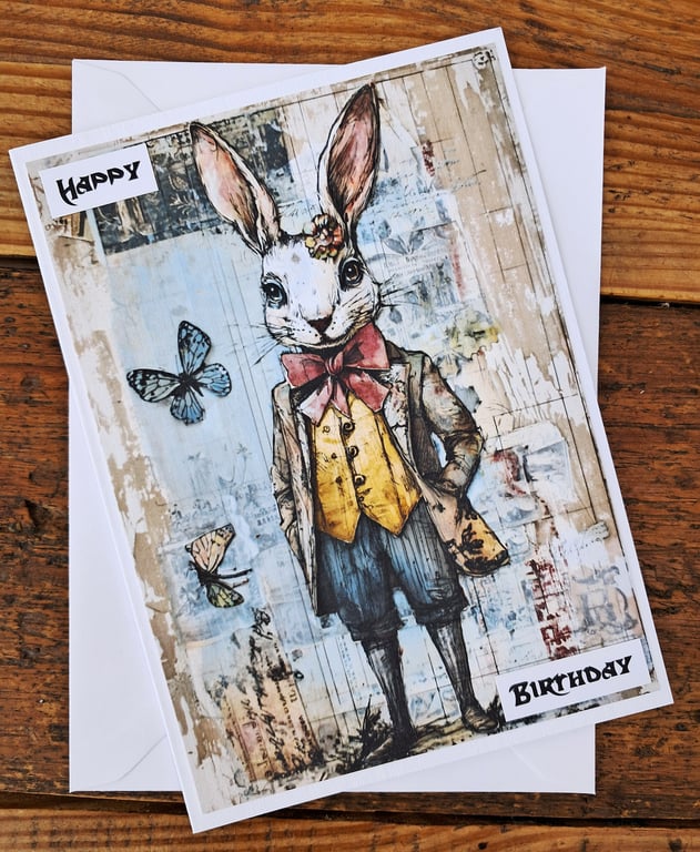 C6711   Birthday Card, Quirky Hare,