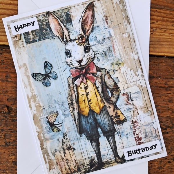 C6711   Birthday Card, Quirky Hare,