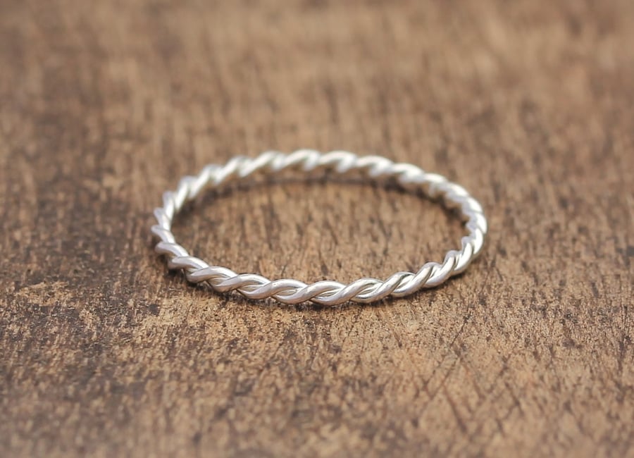 Silver Stacking Ring - Silver Twist Ring - Silver Wedding Ring