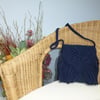 Midnight blue butterfly macrame shoulder bag