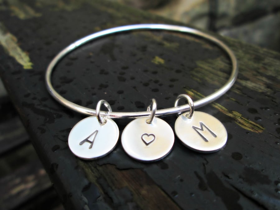 Personalised Charm Bangle (Sterling Silver)