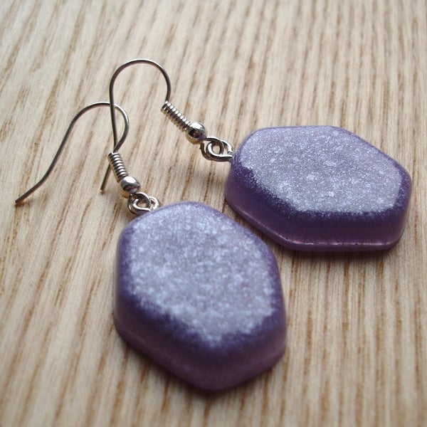 Purple Shimmer Resin Earrings