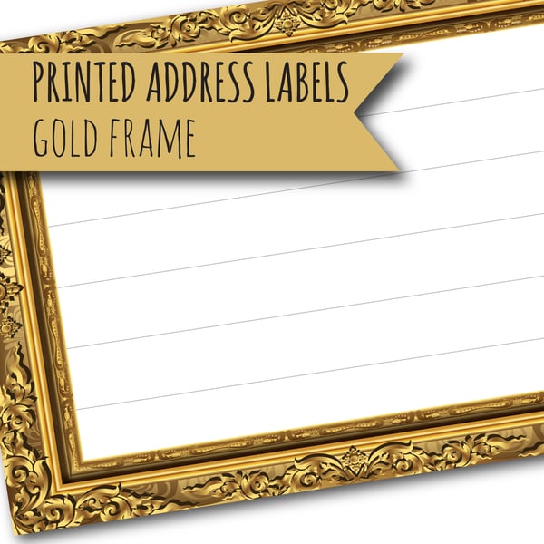 Printed self-adhesive address labels, gold picture frame