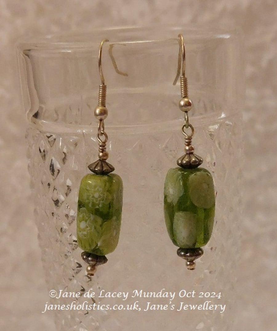Two-tone Green Drop Earrings