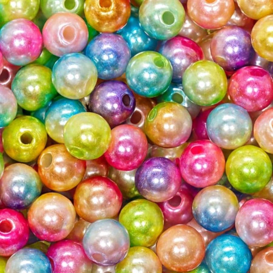 Colorful Acrylic Pearl Beads Round Two-Tone Faux Pearls for Jewelry Making & Cra