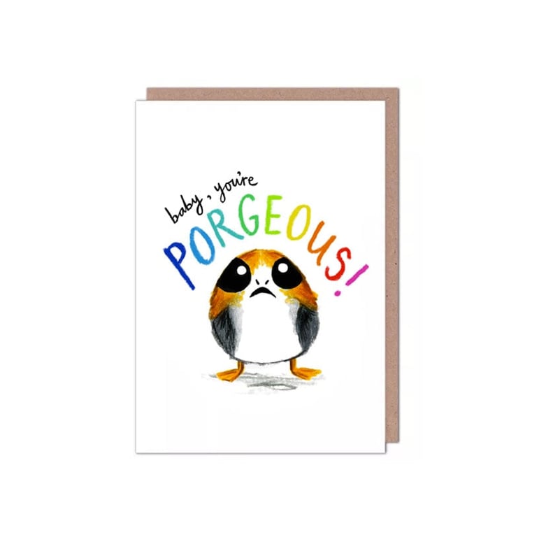 Porg Valentines Birthday Anniversary Star Wars Card