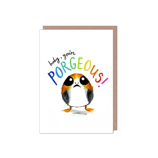 Porg Valentines Birthday Anniversary Star Wars Card