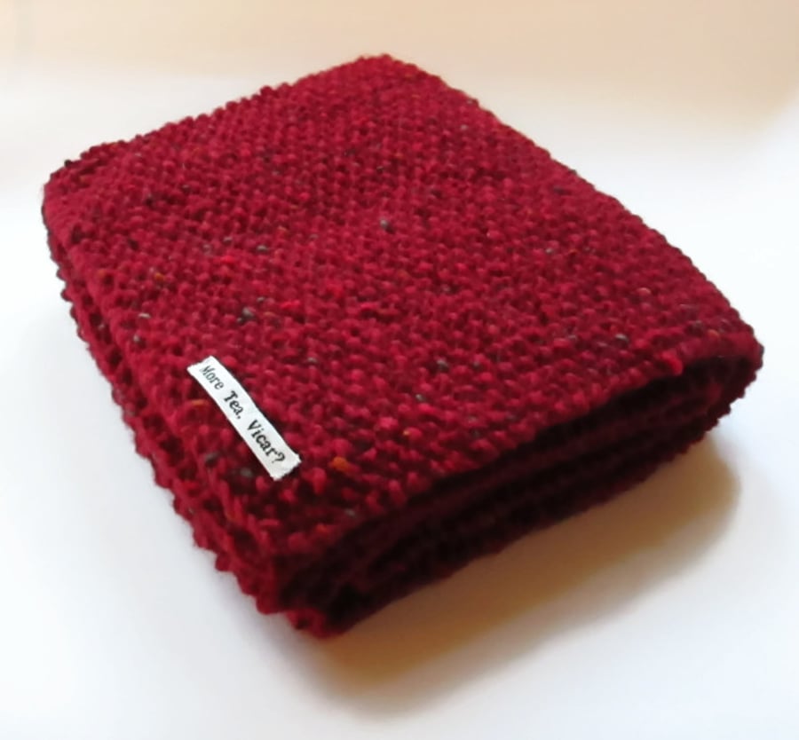 Scarf in Red Aran Tweed Wool