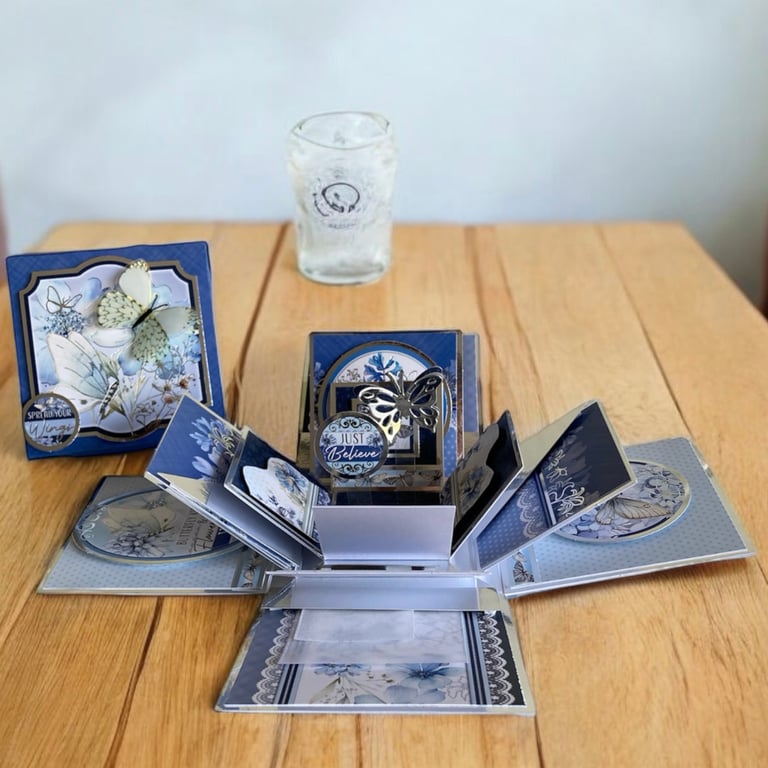 3D Butterfly Exploding Pop Up Box Card. Unique Keepsake 3D Card.