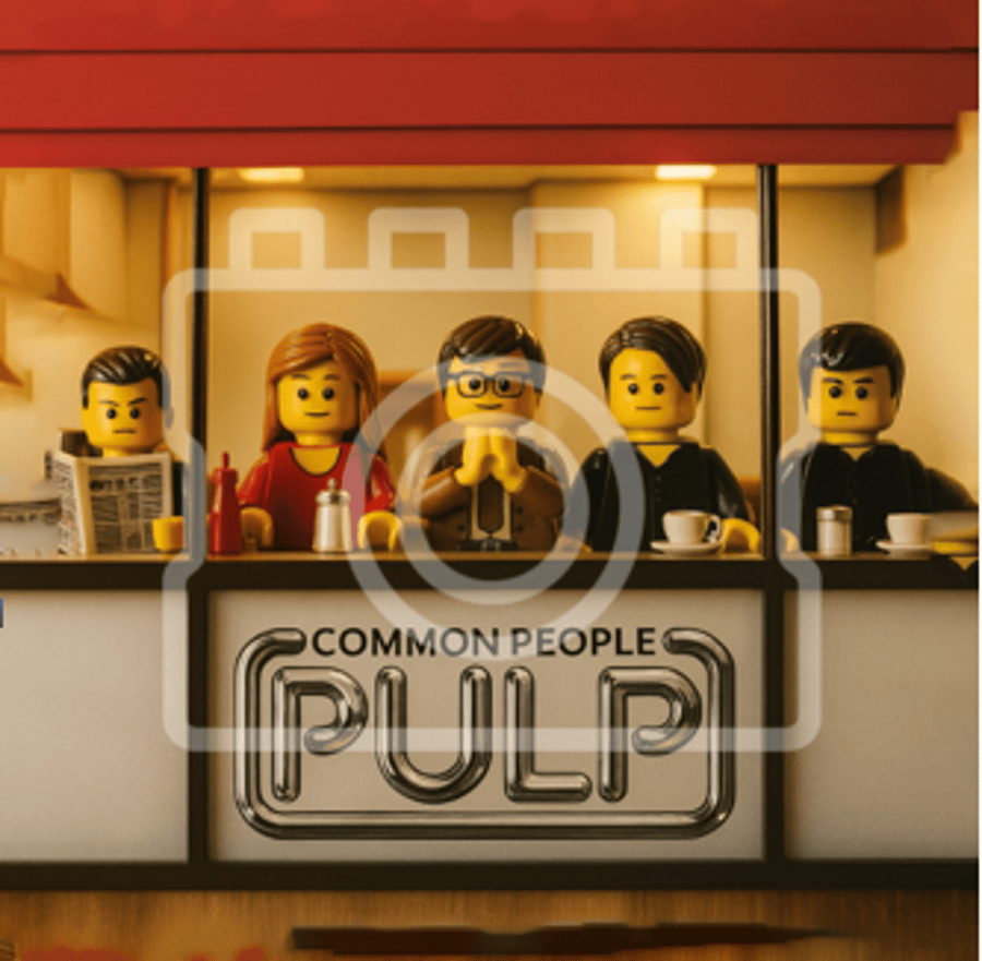 LEGO-Inspired Pulp – Common People 5x5" Print (Mounted for 9x9" Frame)