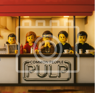 LEGO-Inspired Pulp – Common People 5x5" Print (Mounted for 9x9" Frame)
