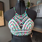 XS handmade crochet halter neck bralette top adjustable 
