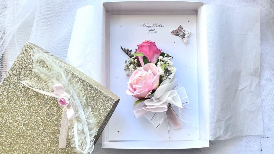 Handmade 3D Dried Flower Birthday Card: Personalized Luxury Gift C620