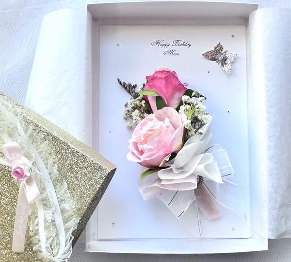 Handmade 3D Dried Flower Birthday Card: Personalized Luxury Gift C620
