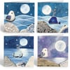 Greetings Cards (Pack of 4) - Watercolour & Pebble Art - Seagulls and Whales