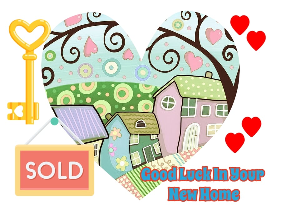 Good Luck In Your New Home Card A5 Folksy