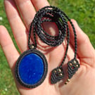Lapis Lazuli Macrame Pendant 
