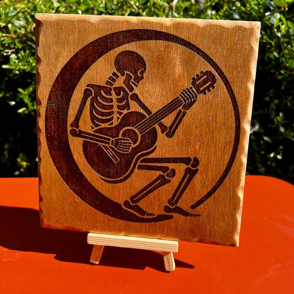 Bespoke wooden plaque. Skeleton 