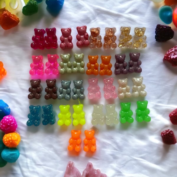 Handmade Resin Teddy Bear Stud Earrings