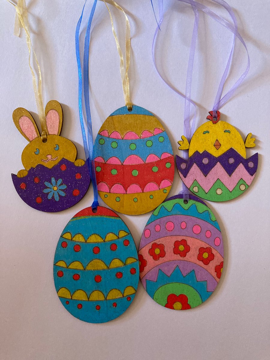 5 Handpainted Easter decorations 