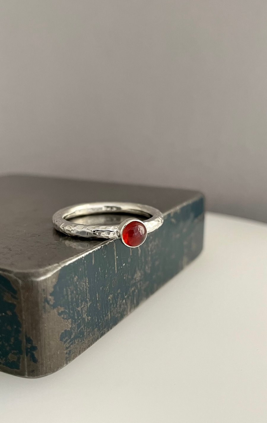 Sterling Silver Garnet Gemstone Ring  2.5mm January Birthstone Sizes H-Z 