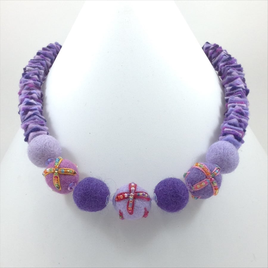 Purple Felt Necklace