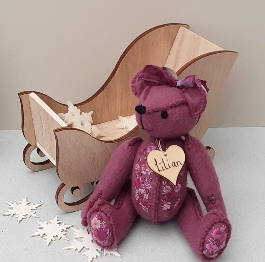 SOLD custom order. Hand sewn teddy bear, artist bear 