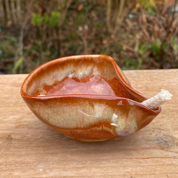 Wheel thrown Mediterranean Olive Oil Lamp - Diva 