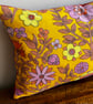 Vintage fabric Roundelay - reclaimed cotton cushion cover with corduroy back