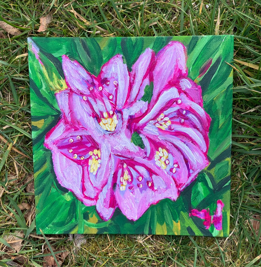 Rhododendron flower original acrylic painting 