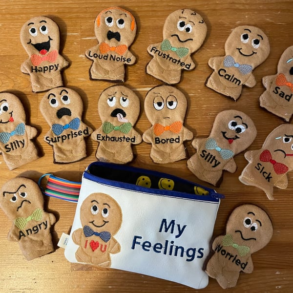 My Feelings Boys emotions finger puppets ASD SEN  communication aid. 