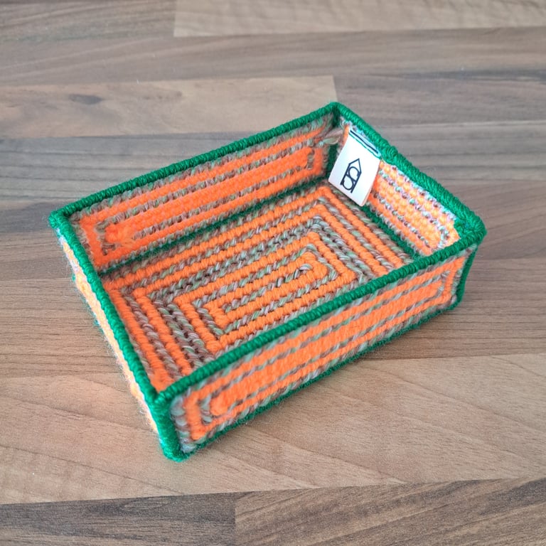 Small tray for small desk items - green and orange pattern 