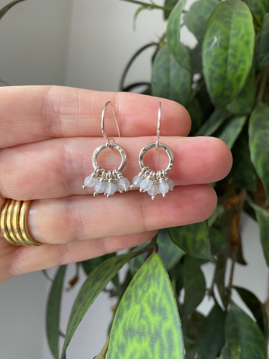 Recycled Sterling Silver Aquamarine Ruffle Earrings