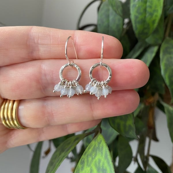 Recycled Sterling Silver Herkimer Diamond Ruffle Earrings