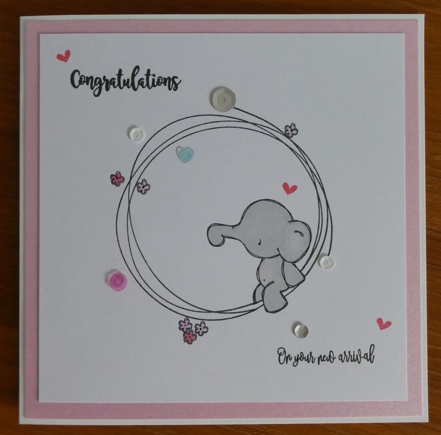 Baby Girl Card - Elephant