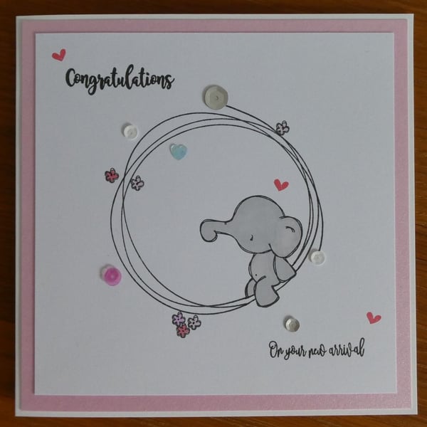 Baby Girl Card - Elephant