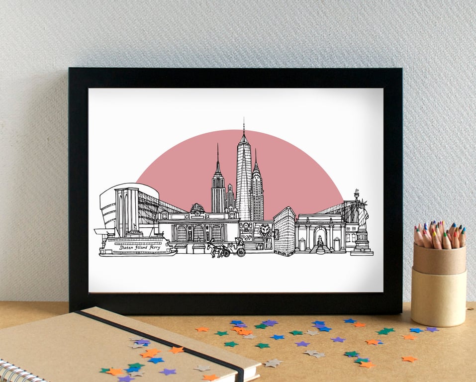 New York Skyline Travel Art Print