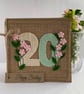 20th Handmade Birthday Card from felt. Keepsake Card. Textile card. - Image 1