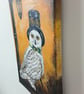 Steampunk style Snowy Owl Original acrylic painting on stretched canvass.   - Image 7