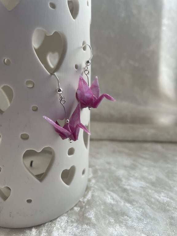 Origami crane earrings 