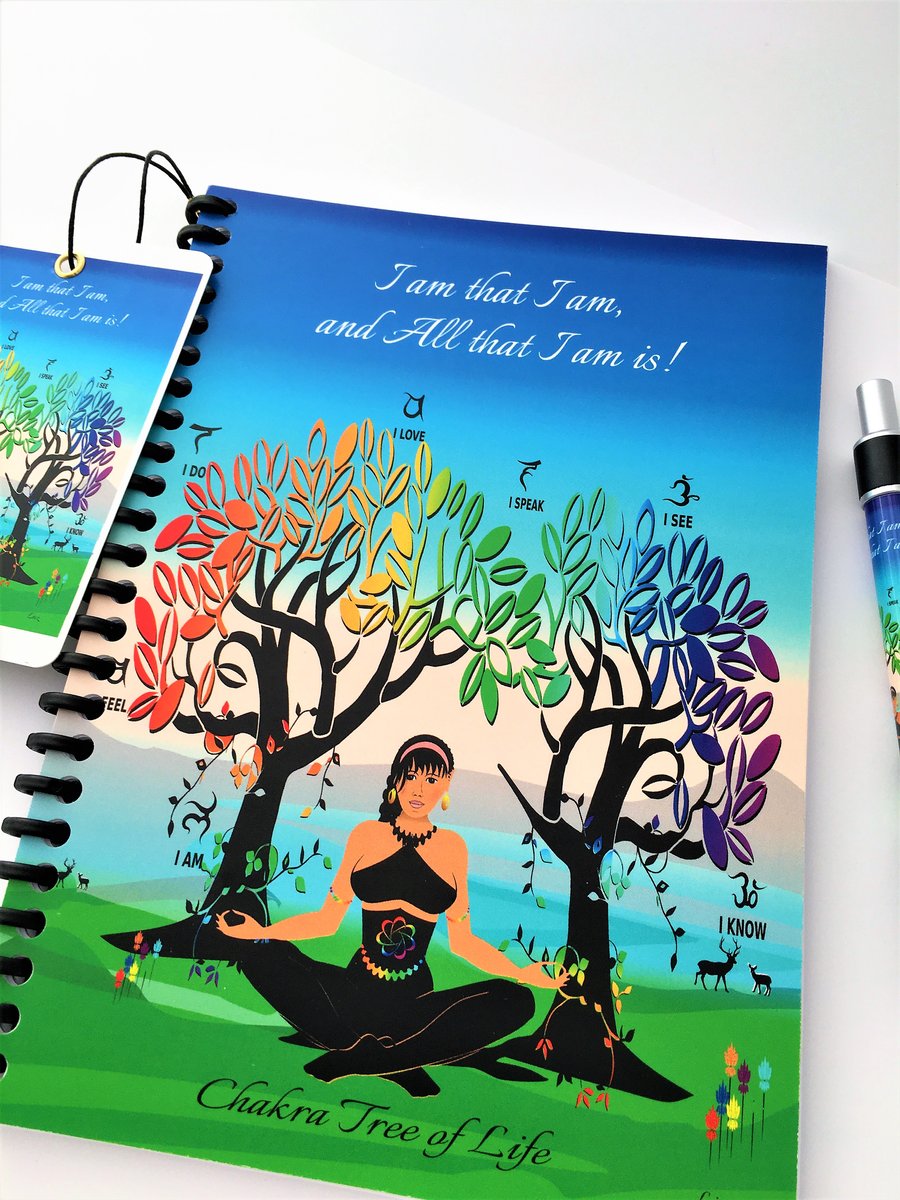 REFILLABLE Chakra TREE of LIFE A5 Original print Notebook with matching Pen.