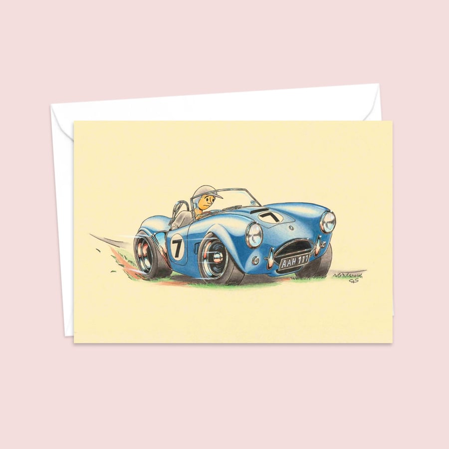 Boy Racer Greeting Card: Hand Drawn Sports Car Illustration (304)