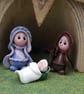 Holy Family Nativity Set Crib with Figures OOAK Sculpt by Ann Galvin - Image 1