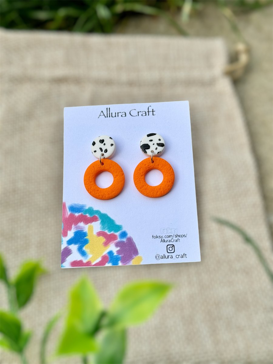 Orange Flintstones Earrings