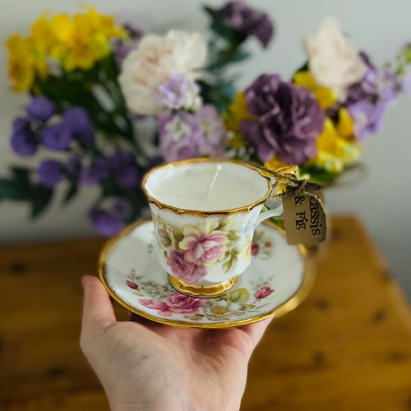 Cassis and Fig Tea Cup Candle with Saucer